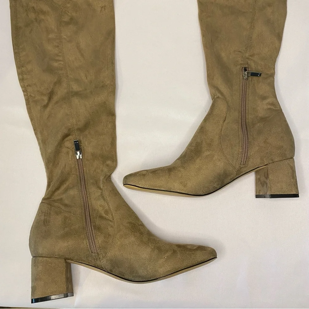 Marc Fisher LTD Charlote Suede Over Knee Boot Tan Size 9